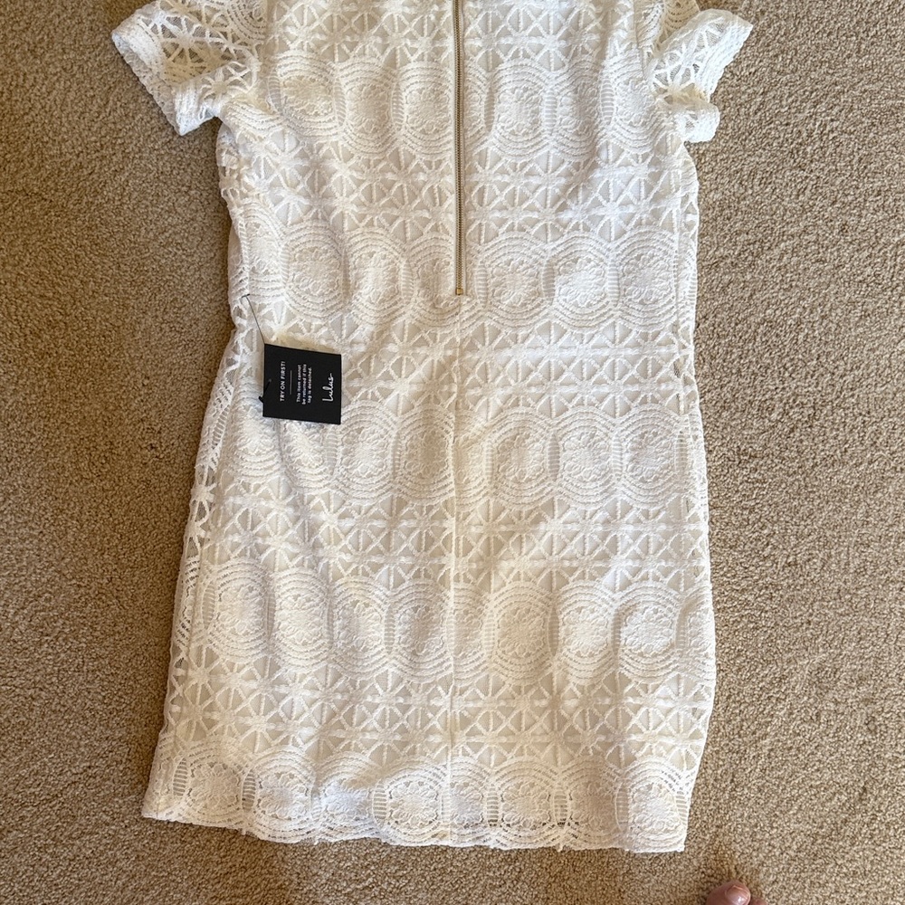 Lulu's Elegant Ivory Lace Mini Dress